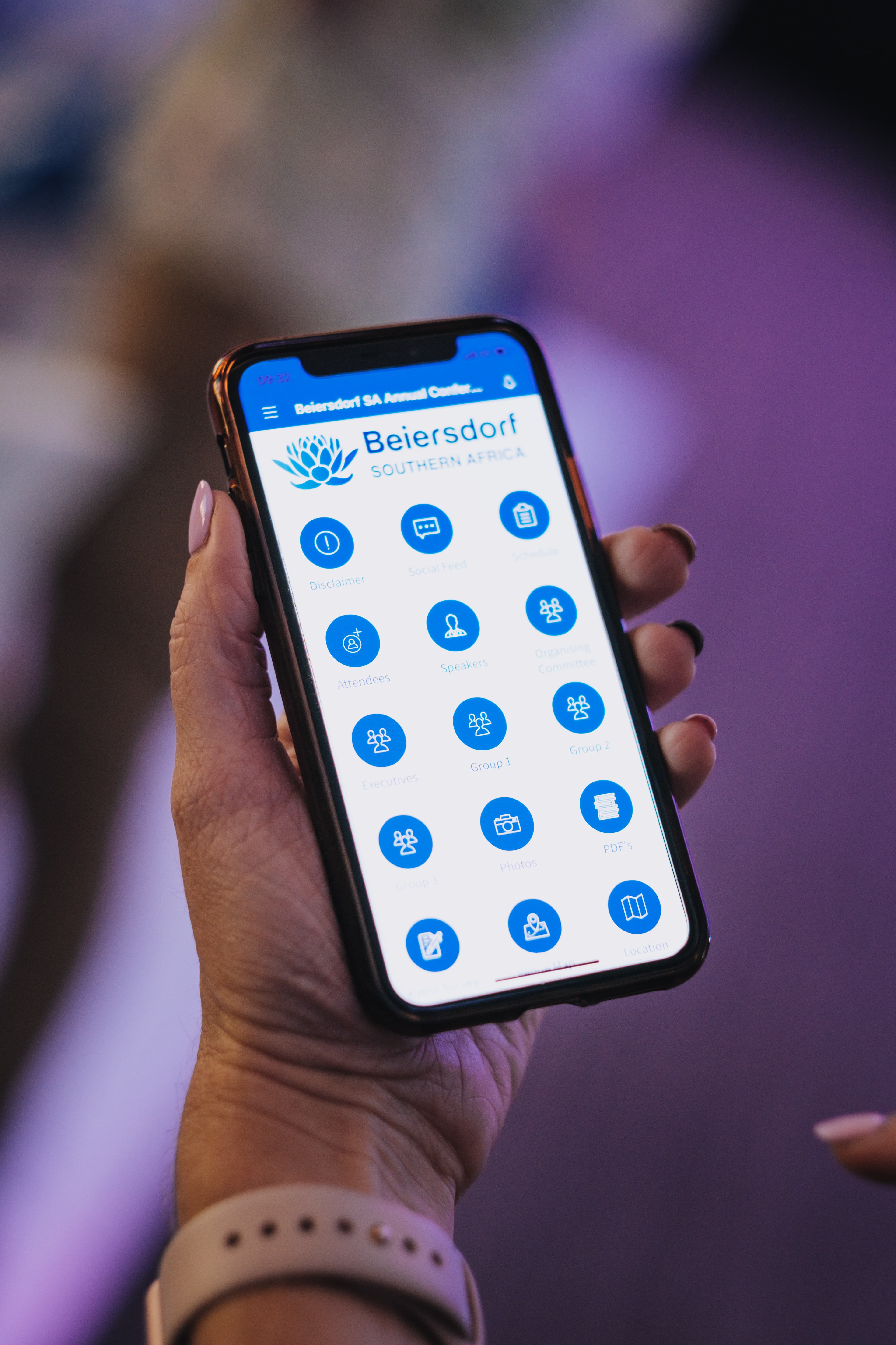 A Beiersdorf digital experience displayed on a mobile phone.